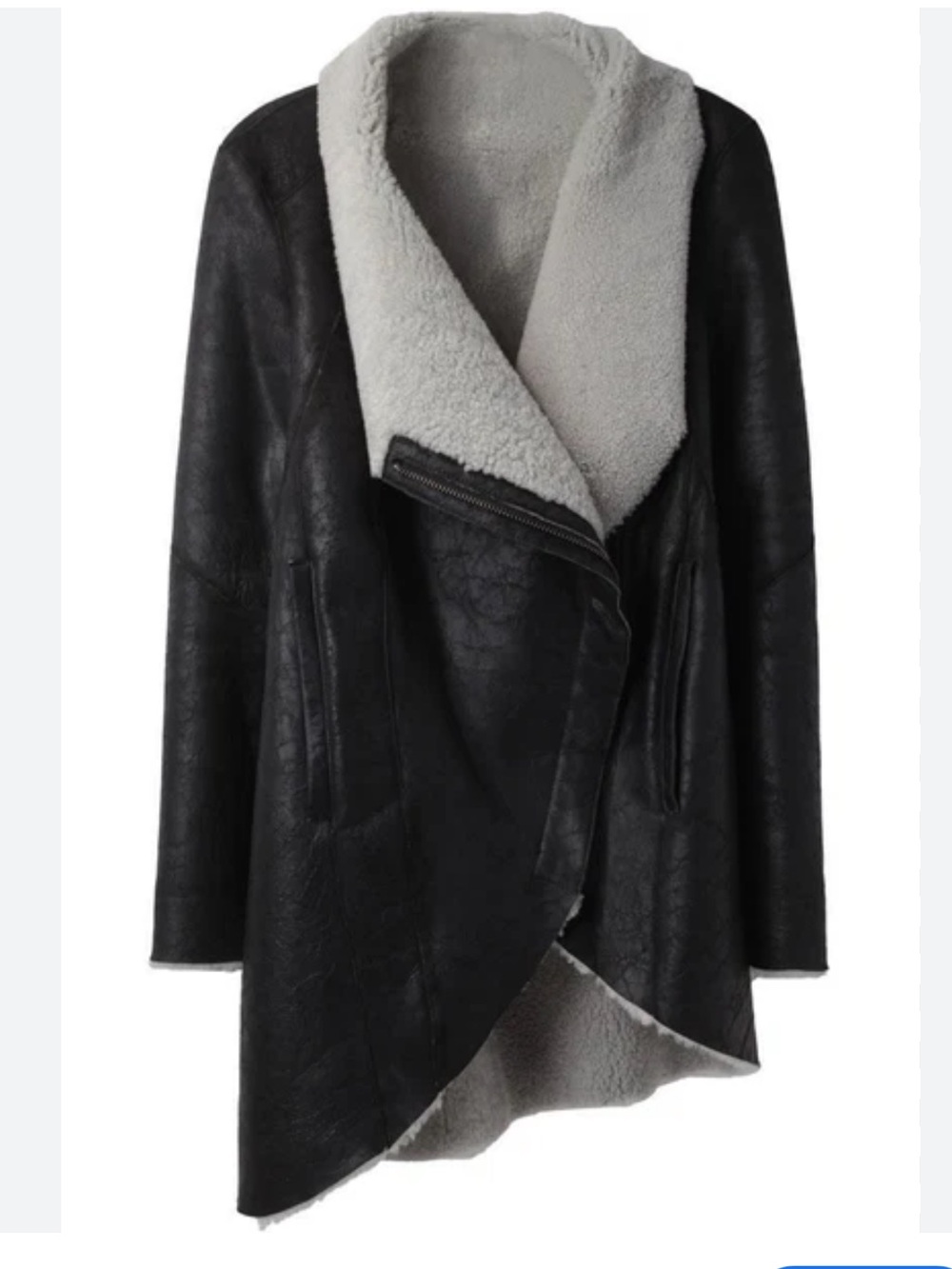 Helmut Lang Brown Shearling-Trim Asymmetrical Jacket - Women - Picture 6 of 16